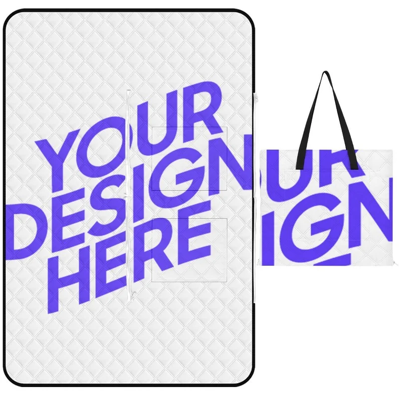 Tapis de pique-nique pliable pour sac à main style fermeture éclair personnalisé avec photo texte prénom