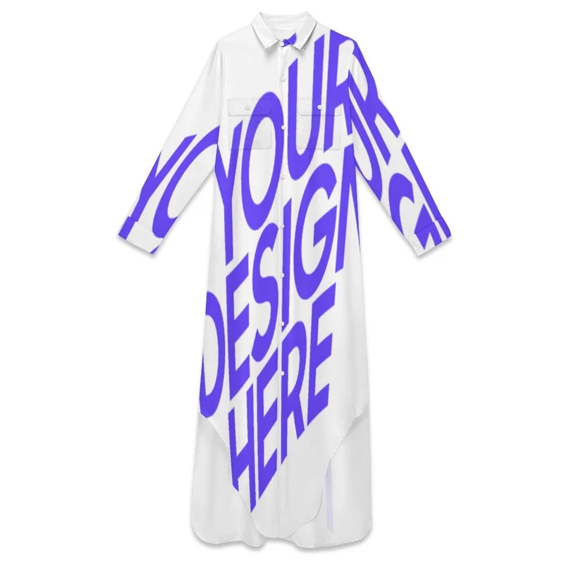 Robe chemise longue classique pour femme B9S personnalisé avec photo texte prénom
