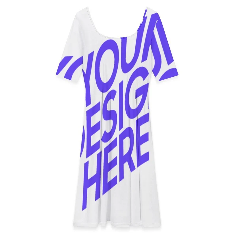 Robe d'été élégante pour femme F25Q robe trapèze à manches 1/2 personnalisé avec photo texte prénom