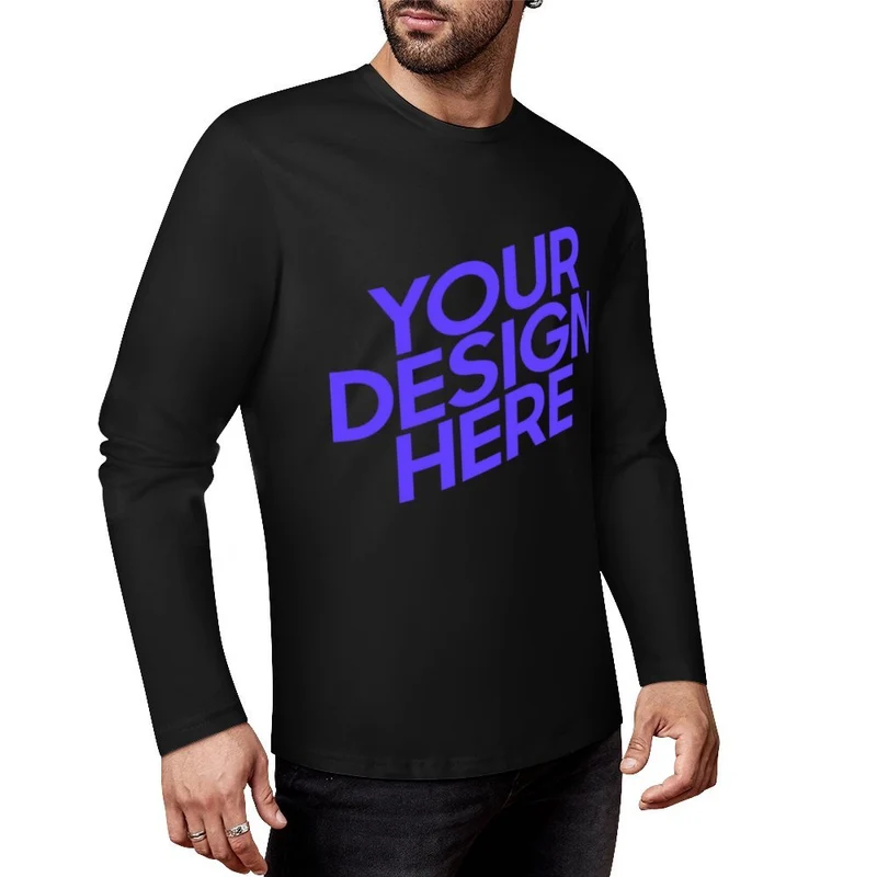 Chemise à manches longues pour hommes 100% coton imprimé sur le devant différentes couleurs personnalisé avec photo texte prénom