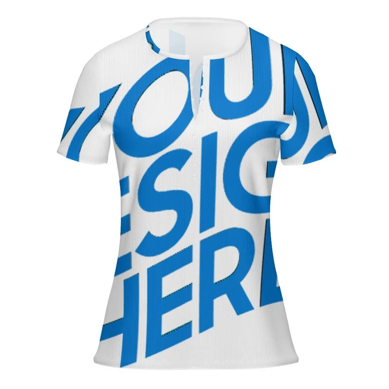 T-shirt d'été à manches courtes pour femmes MLTW20337 avec boutons 5 personnalisé avec photo motif texte
