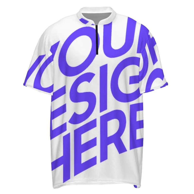 T-shirt de course pour hommes à manches courtes avec zip MXLD005 personnalisé avec photo texte prénom