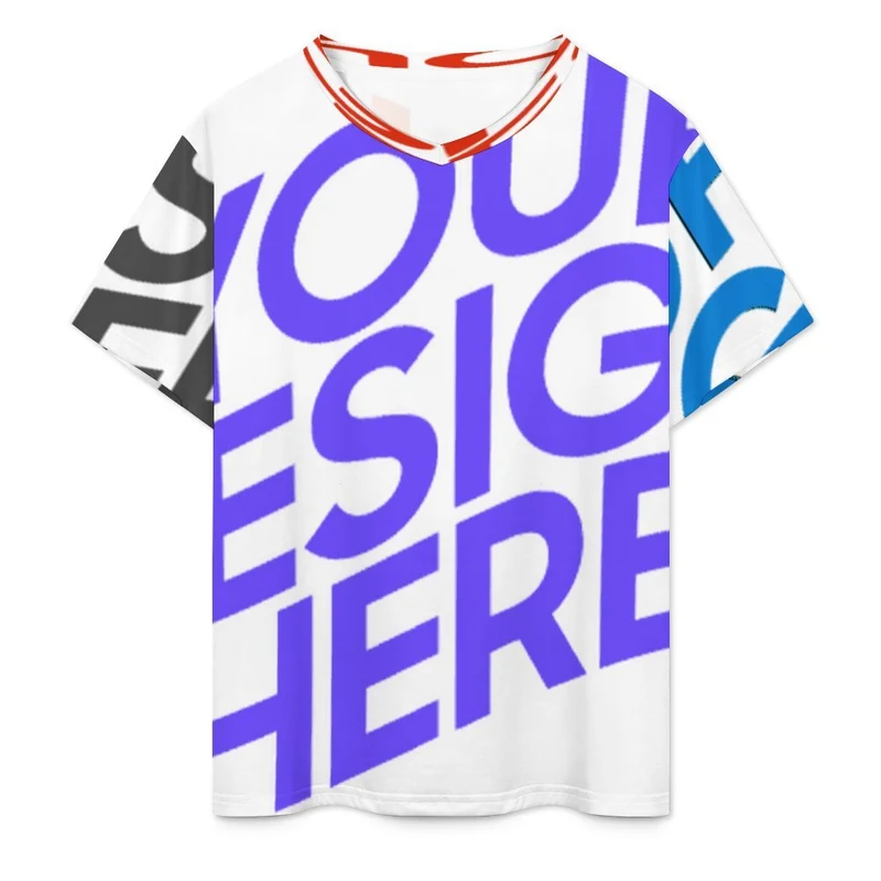 T-shirt col V classique pour homme J66T personnalisée avec prénom motif texte (conception multi-images)