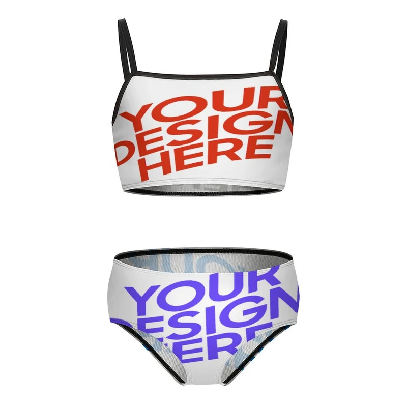 Ensemble de bain bikini maillot de bain fille enfant NT009 personnalisé avec texte motif photo (conception multi-images)