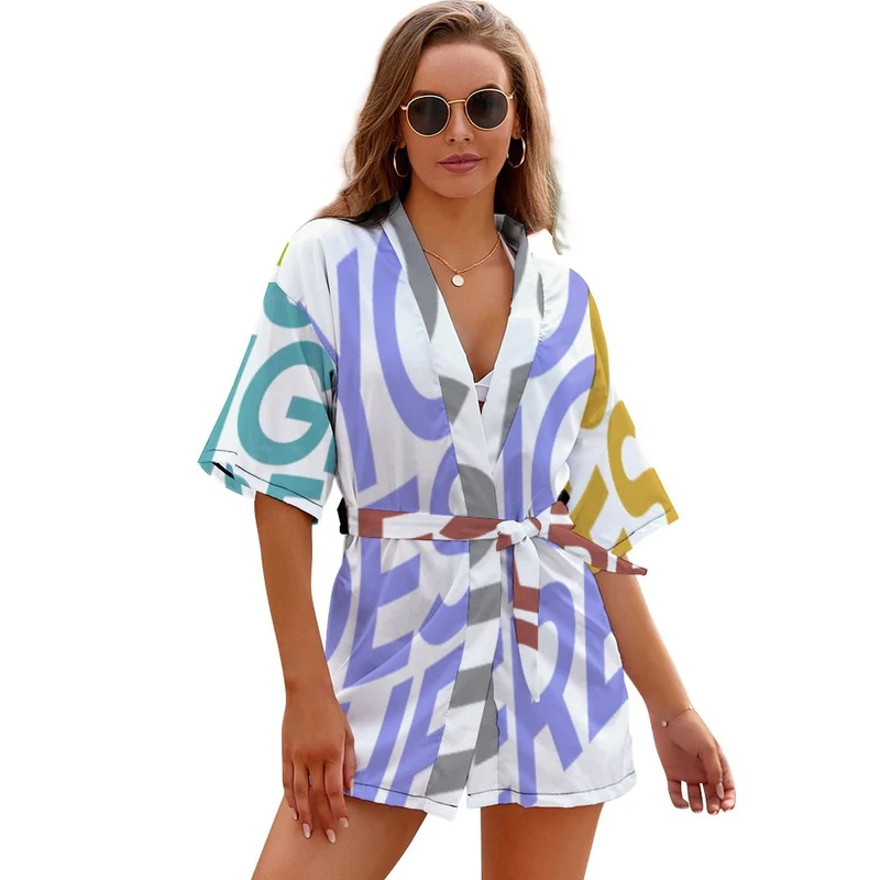 Peignoir pyjama femme chemise de nuit JJ1210 personnalisé avec texte motif photo (conception multi-images)
