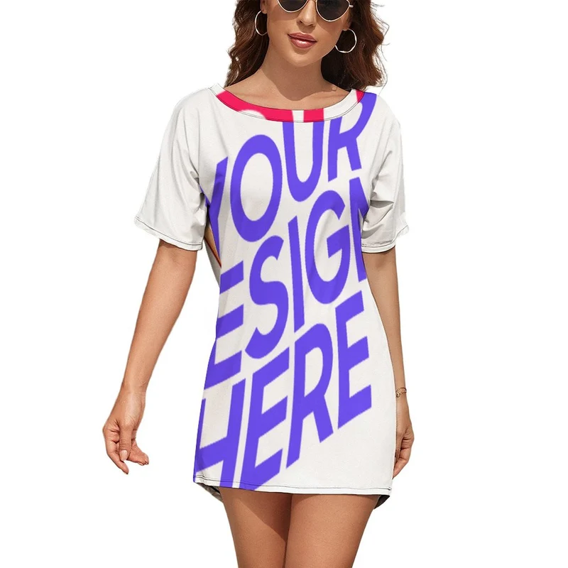 Robe T-shirt pour femme Robe d'été NZ023 personnalisée avec photo motif texte (conception multi-images)