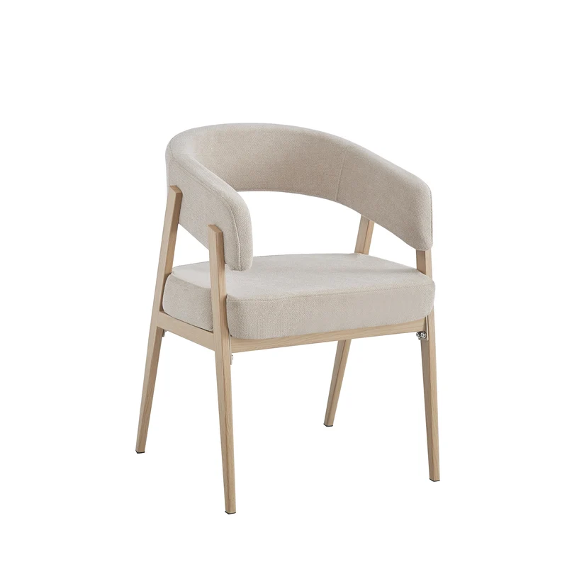 6 CHAISE ALICIA PIED EFFET CHENE ASSISES GRAIN MOKA