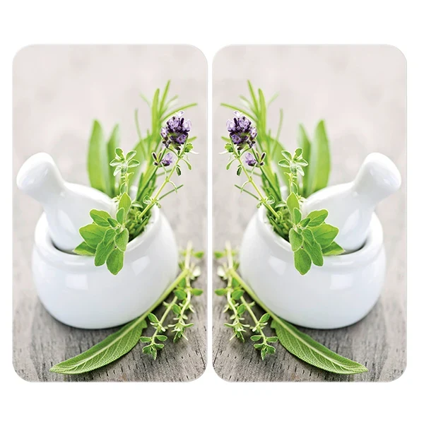 2 couvre-plaques protection motifs Jardin de fines herbes Wenko by Maximex