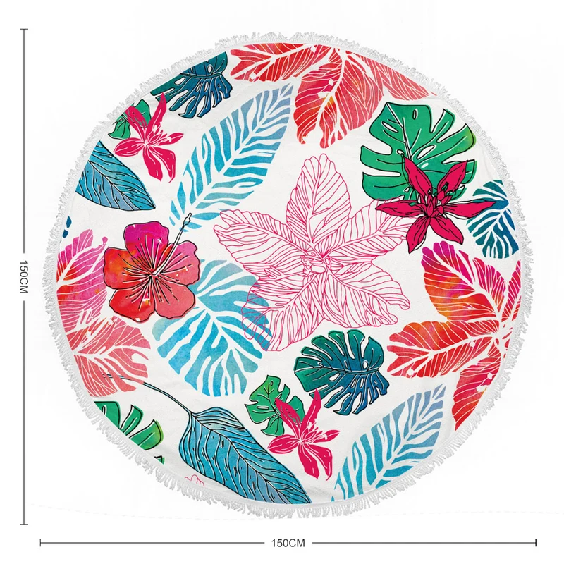 Serviette de plage personnalisée à franges rondes