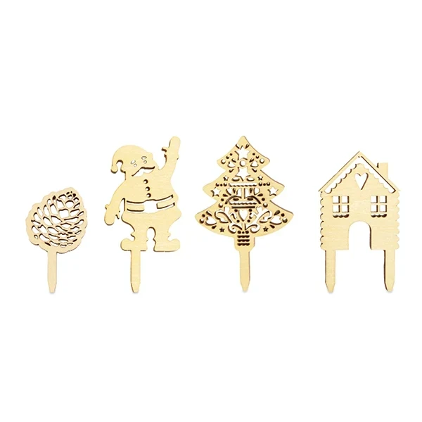 4 décorations Noël bois pour gâteaux Scrapcooking