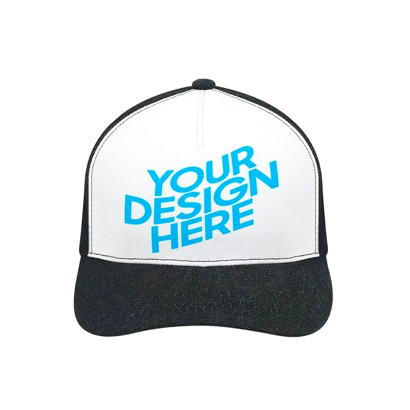 Casquette/Chapeau de baseball en caoutchouc plié en jean noir FS0809010 impression personnalisé avec logo photo texte motif
