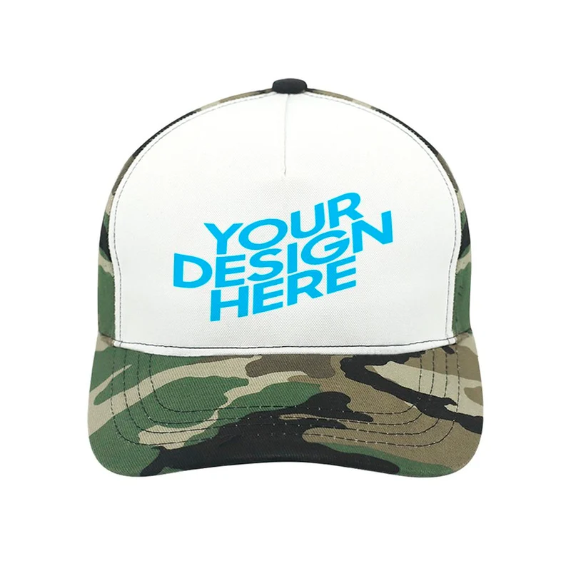 Chapeau/Casquette de Baseball en Caoutchouc courbé Adulte Camouflage FS0809008 impression personnalisé avec photo logo texte motif