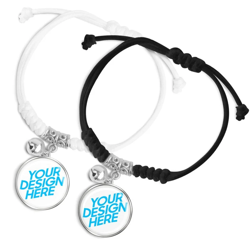 Bracelets de couple luxe signification (corde noire + corde blanche) SS1407002 impression personnalisés avec photo logo motif texte