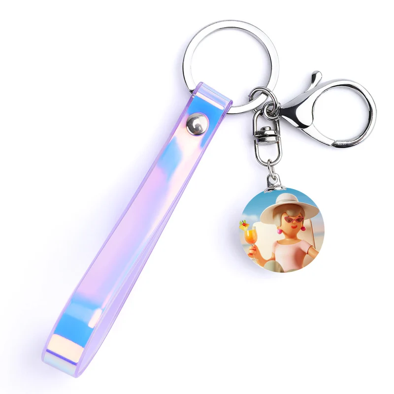 Porte-clés personnalisé avec photo prénom texte (conception recto-verso) pour femme homme