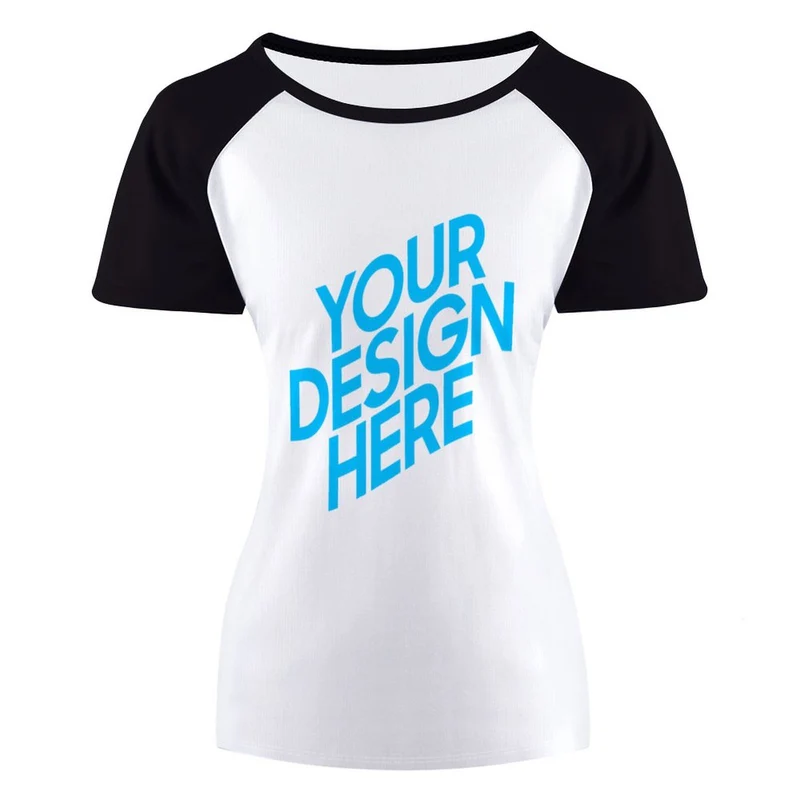 T-shirt tee shirt raglan à manches courtes 100% coton femme personnalisé avec photo texte