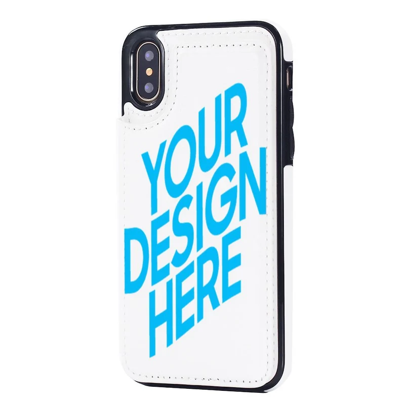 Coque/Housse en cuir de portable Etui Portefeuille à Rabat 3C0705068 iPhone X/XS impression personnalisé avec image logo motif texte