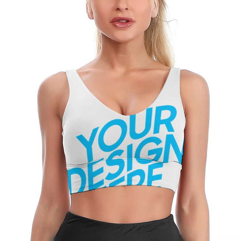 Soutien-gorge de sport d'entraînement YJ032 personnalisé et imprimé avec photo motif et prénom (impression d'image unique)