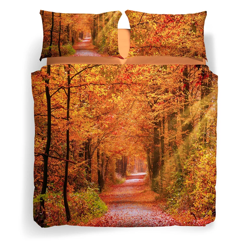 Completo Copripiumino autumn leaves Fotografico in Cotone
