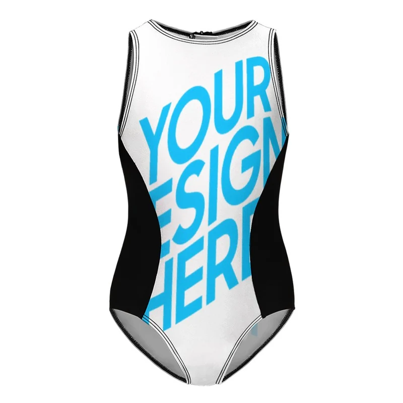 Maillot de bain une pièce pour filles avec fermeture éclair NT032 personnalisé et design avec prénom photo