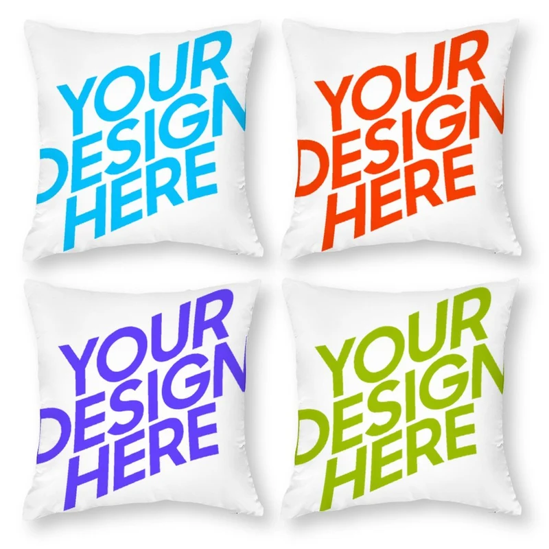 Taies d'oreiller / Housses de coussin en polyester impression recto (4 pièces 1 groupe) personnalisée avec photo logo texte