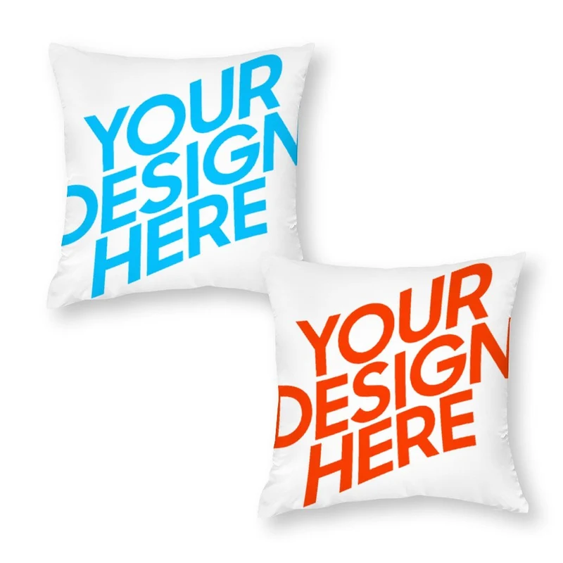 Taies d'oreiller / Housses de coussin Polyester impression recto (2 pièces 1 groupe) personnalisée avec photo logo texte