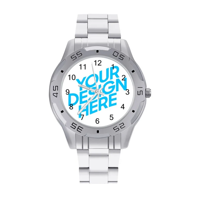 Montre bracelet en acier commerciale personnalisée avec photo texte pour homme