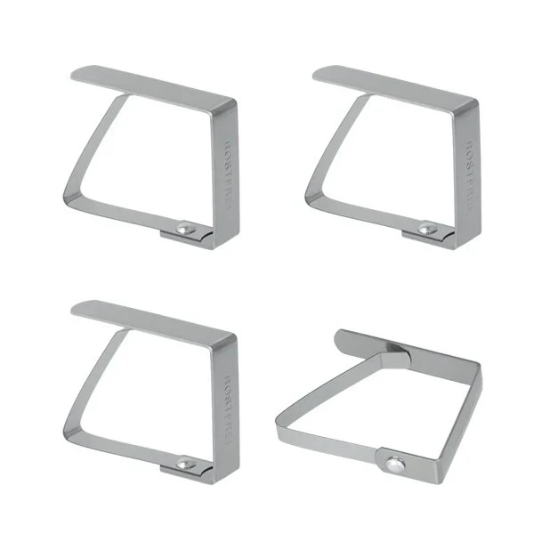 4 pinces fixes-nappe en inox