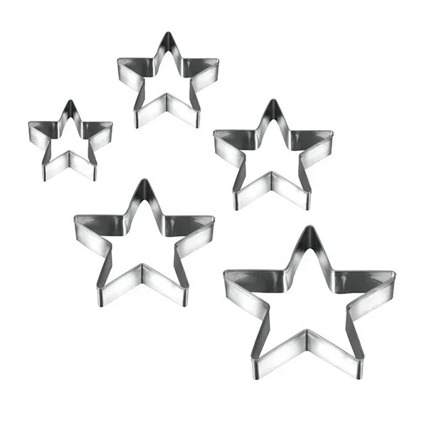 5 emporte-pièces étoile inox