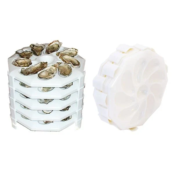 6 assiettes à huîtres empilables 9 huîtres + 1 citron Roger Orfèvre