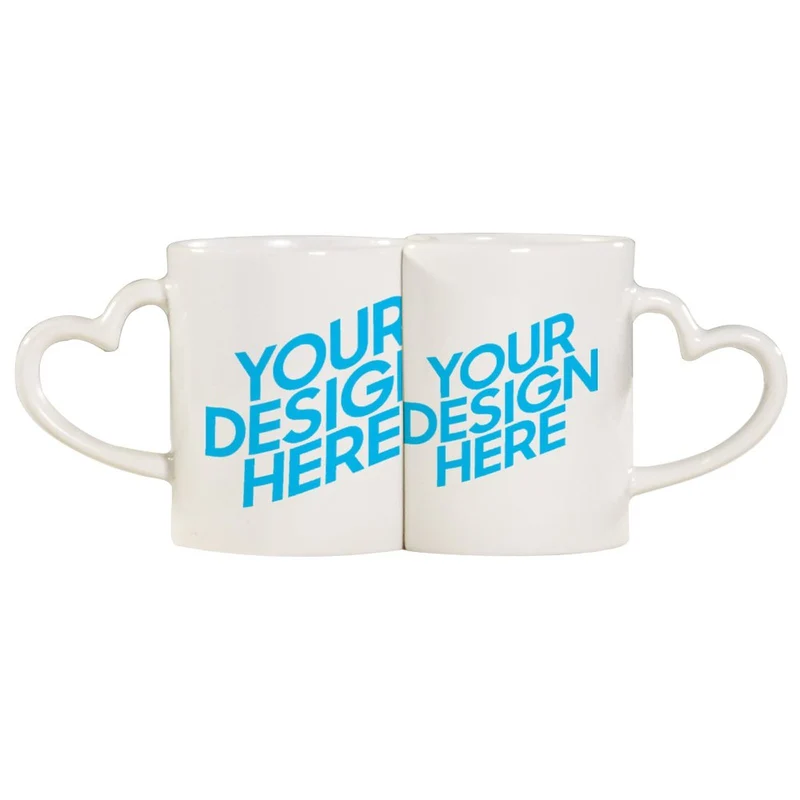 Mug couple personnalisé avec Poignée Cœur céramique