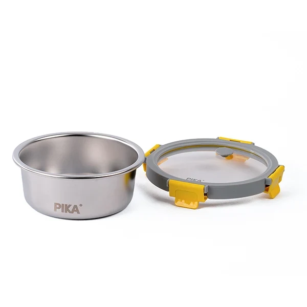 Boîte de conservation en inox ronde 650 ml compatible micro-ondes Pika