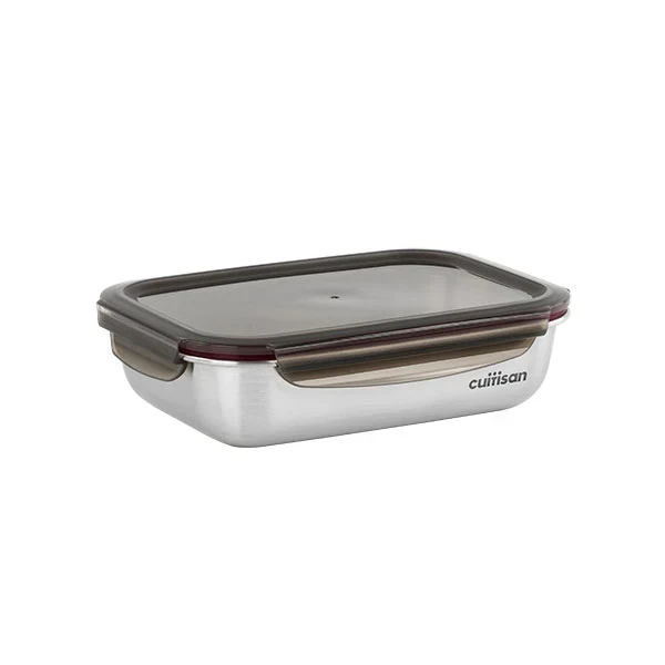 Boîte de conservation rectangulaire en inox 1900 ml compatible micro-ondes Cuitisan