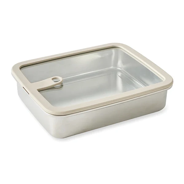Boîte de conservation rectangulaire en inox avec couvercle en verre 1700 ml compatible micro-ondes Mathon