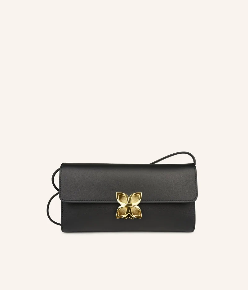 Hortensia Clutch | Noir Lisse