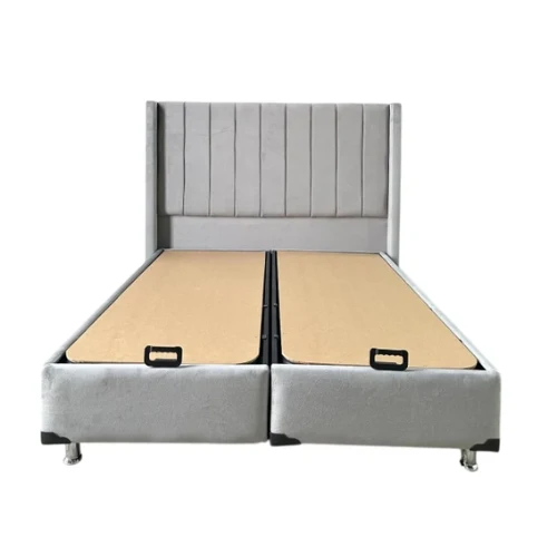LIT COFFRE TOKYO BOX VELOURS GRIS 140X190CM EURODESIGN TOKYO-VG-140