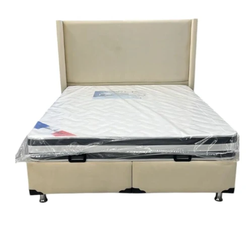 LIT COFFRE COCO BOX VELOURS BEIGE 160x200CM EURODESIGN COCO-VBE-160