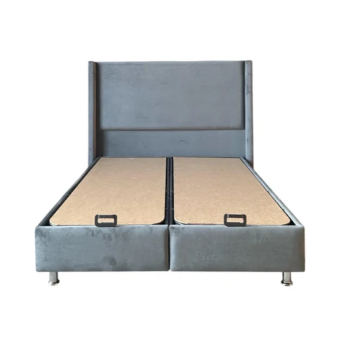 LIT COFFRE COCO BOX VELOURS GRIS 160x200CM EURODESIGN COCO-VG-160