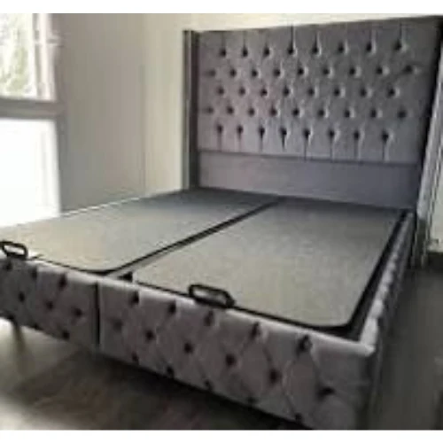 LIT COFFRE BOX CLOUTE ANTHRACITE 140x190CM EURODESIGN CLOU-VAN-140