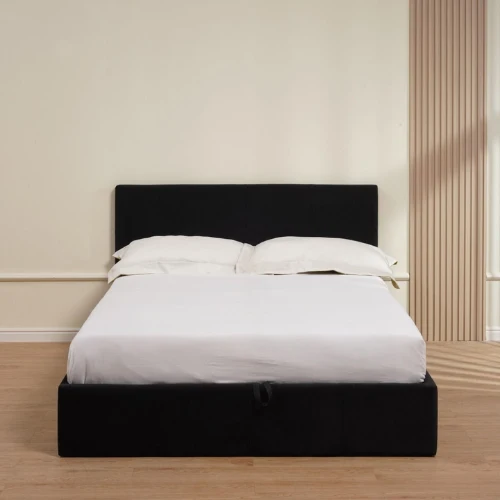 LIT COFFRE BASTIEN VELOURS NOIR 160x200CM EURODESIGN 720VN160