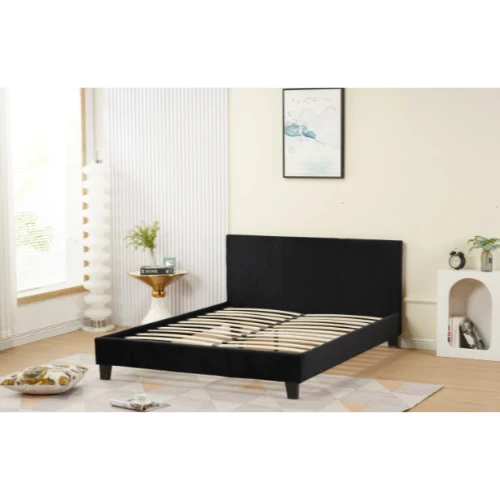 Lit Melbourne Velours Noir 160 X 200Cm EURODESIGN 712VN160