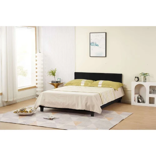 Lit Melbourne Velours Noir 140 X 190Cm EURODESIGN 712VN140