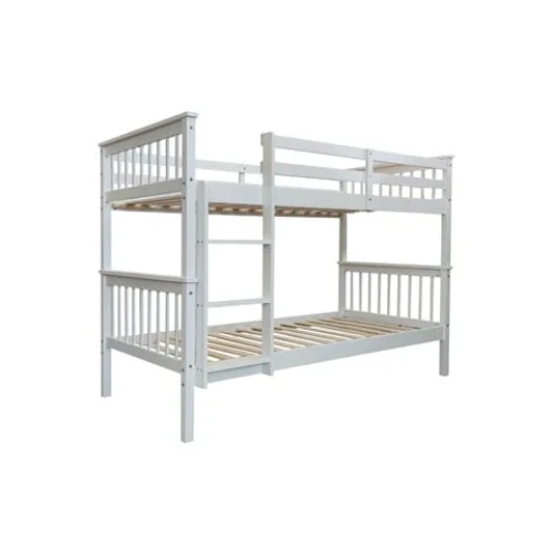 Lit Batna En Bois 1+1 Blanc 90x190CM Eurodesign