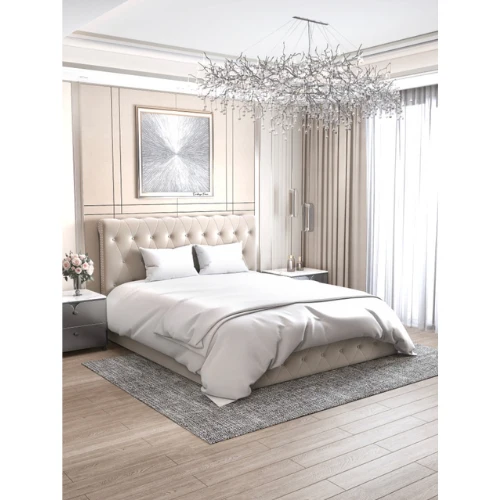 Lit Coffre Corsica En Velours Beige 180X200CM