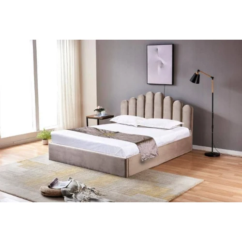 LIT DOHA VELOURS MOKA AVEC COFFRE 160x200 cm EURODESIGN 746M160