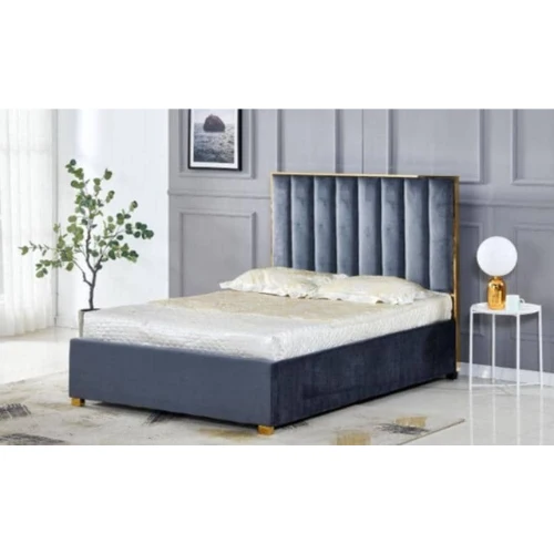LIT TONY A BORDURE DOREE VELOURS ANTHRACITE 160x200 cm EURODESIGN 740AN160