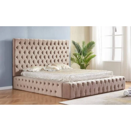 LIT ROYAL CAPITONNE VELOURS MOKA 140x190 cm EURODESIGN 730M140
