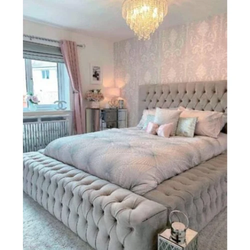 LIT ROYAL CAPITONNE VELOURS GRIS 180x200 cm EURODESIGN 730G180
