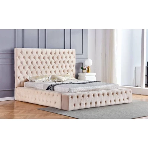 LIT ROYAL CAPITONNE VELOURS BEIGE 160x200 cm EURODESIGN 730BEG160