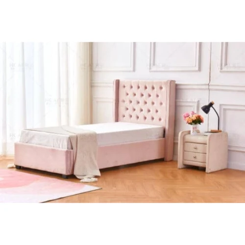 LIT ERES CAPITONNE VELOURS ROSE 90x190 cm 1 PLACE EURODESIGN 729R90