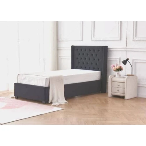 LIT ERES CAPITONNE VELOURS NOIR 90x190 cm EURODESIGN 729N90